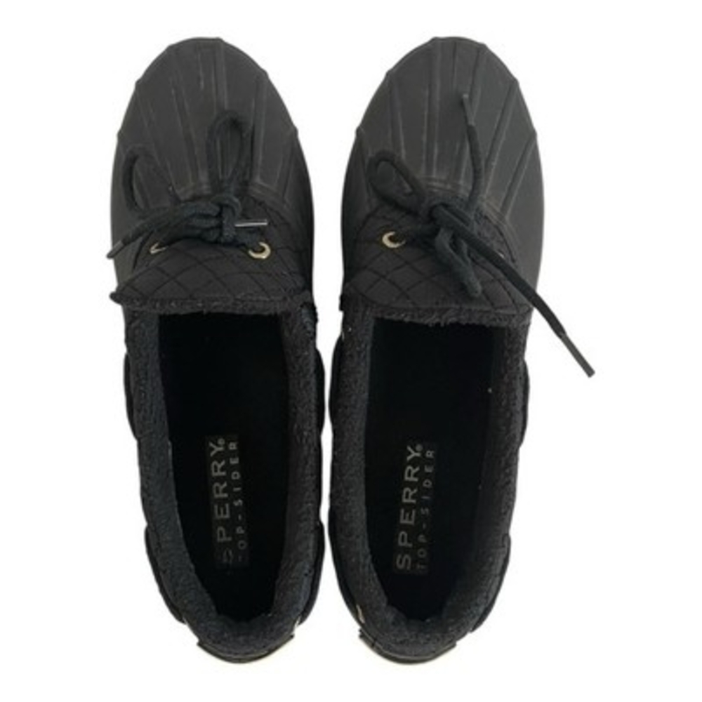 Sperry Top Sider Black Quilted Duck Boots Waterproof Rubber Womens 7.5 VG - Picture 6 of 8